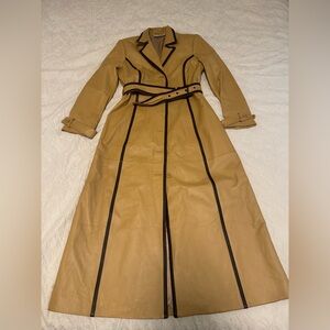 Newport News Easy Style Beige Women's Genuine Leather Trench Coat | Size MP